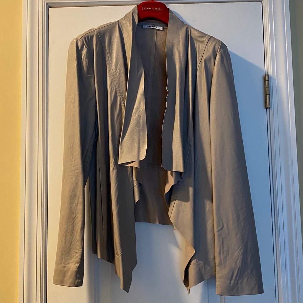 DKNY 💯 Lambskin Butter Soft Shimmery Leather Suede Lining Jacket Never Used